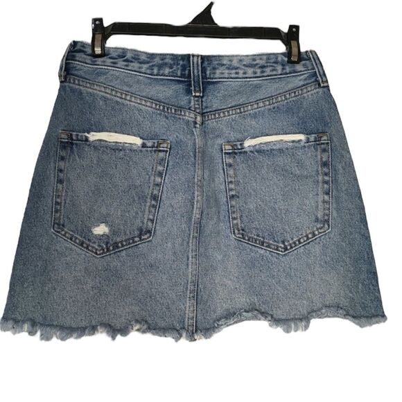 ABERCROMBIE & FITCH ZOE NATURAL RISE VINTAGE A LINE‎ DISTRESSED DENIM MINI SKIRT - Picture 2 of 12